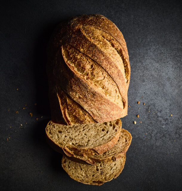 Traditional Sourdough Whole Loaf Sliced